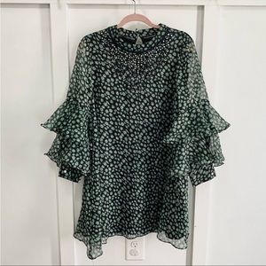 Ranna Gill Size Medium Printed Dress From Anthropologie Mirror Beads Boho Casual